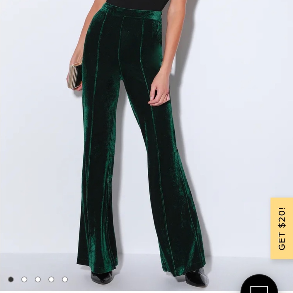 Lulus Rossi velvet pants in green (medium)